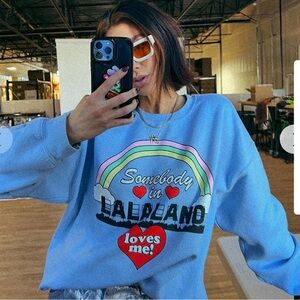 NWOT Dressed in LALA Somebody in Lalaland Loves Me Oversized Pullover S/M